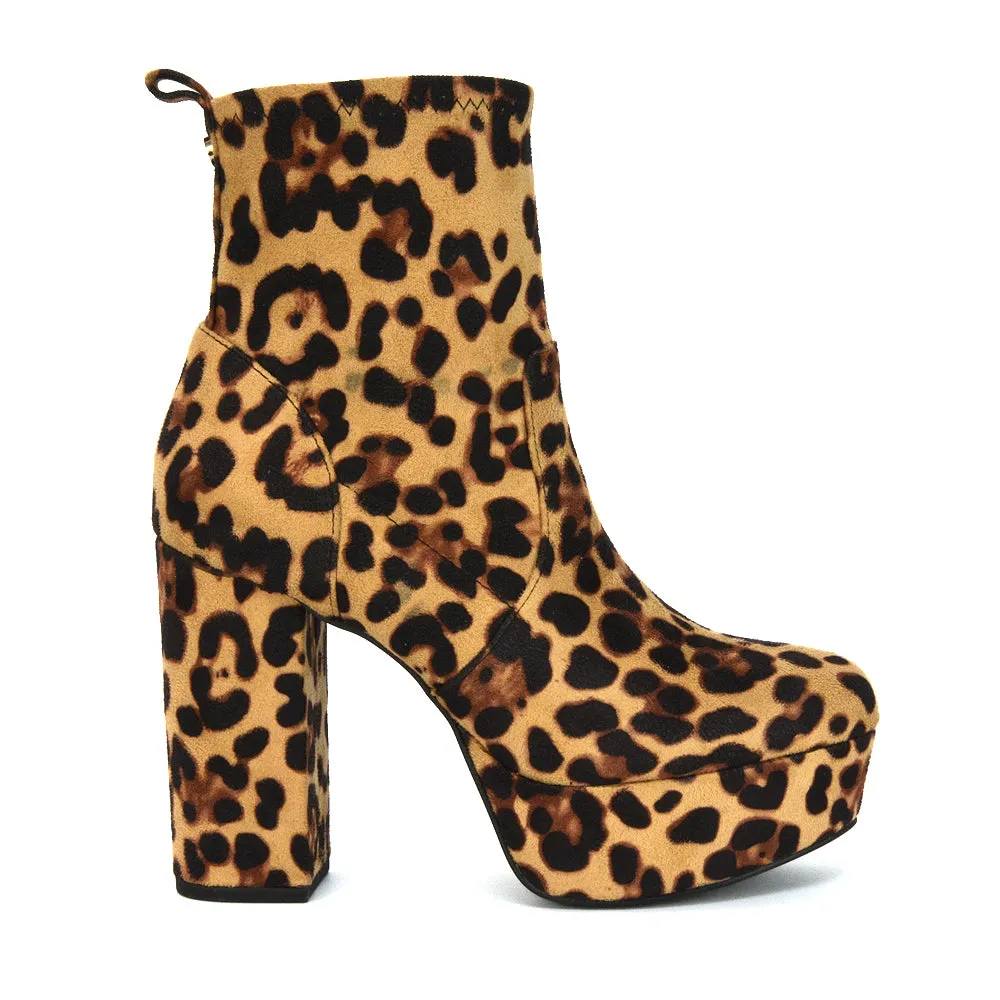 Sunny Platform Sock Ankle Boots Chunky Heeled Vegan Booties In White Synthetic Leather