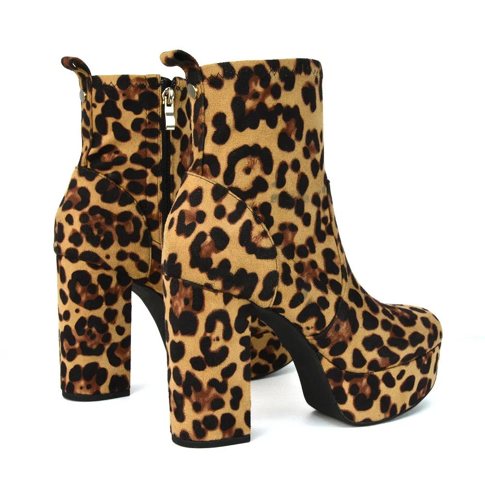 Sunny Platform Sock Ankle Boots Chunky Heeled Vegan Booties In White Synthetic Leather